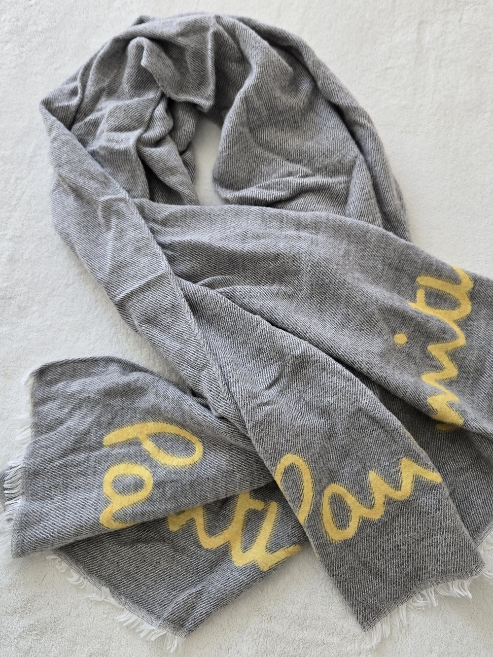 Paul Smith Gray Scarf with Yellow Logo